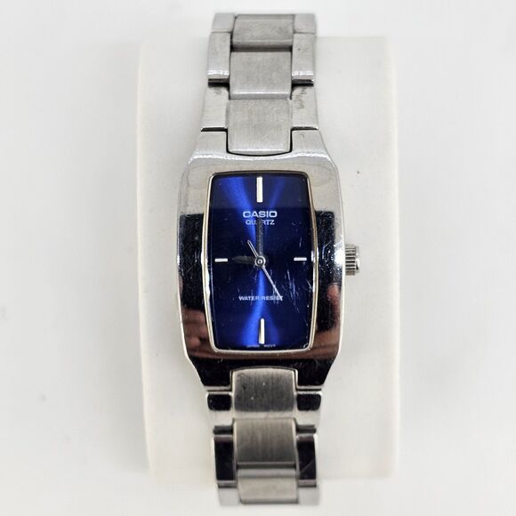Casio Women's Watch 21MM Blue Dial Gray Case Gray Bracelet Band 6" New Battery - Picture 1 of 12